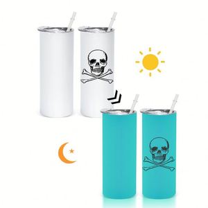 Custom 20oz Sublimation Luminous Green or Blue Straight Stainless Steel Vacuum <b>Insulated</b> Leak Proof Party Halloween Tumbler - Product Image 5