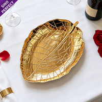 Sous-plat de banquet élégant en plastique, nappe décorative en forme de feuille verte pour mariage et événements