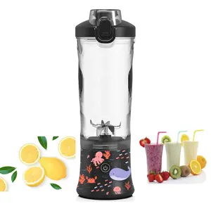 Biểu Tượng Tùy Chỉnh Xách Tay Chai Nước Trái Cây 600Ml Mini Mixer Sinh Tố Nhà Sản Xuất 6 Lưỡi Juicers Trái Cây Vắt 3 in1 Thực Phẩm Thông Minh Prcocessors