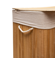 Panier à linge pliable en bambou avec 3 compartiments, couvercle à clipser, poignées en coton pour la chambre, la salle de bain ou la buanderie