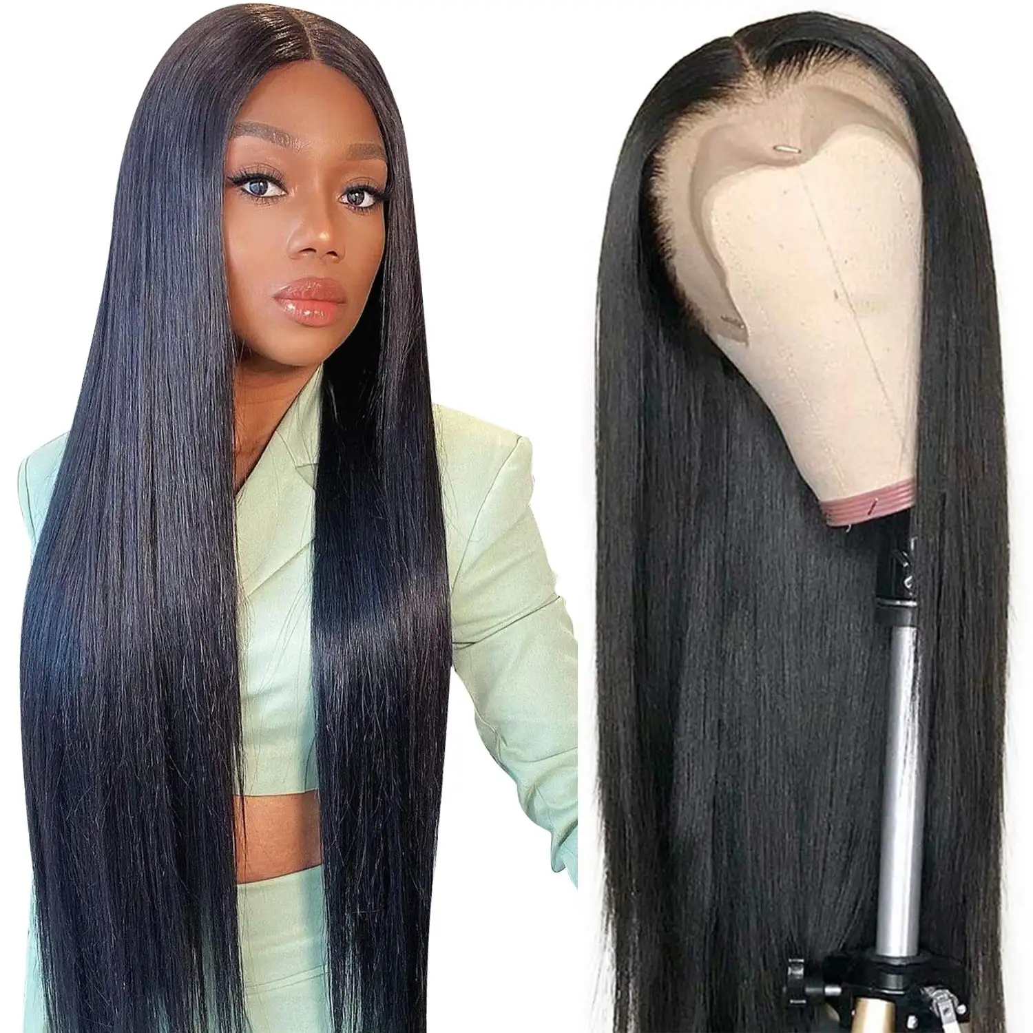 Brazilian Bundles Blonde Lace Wig 36 Inches Inch Straight 38 42 Virgin 35Inch Fir Braiding 360 Closure Human Hair wigs