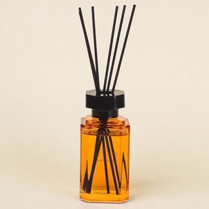 <b>Amber</b> <b>Glass</b> Reed Diffuser Set with Black Fiber Sticks Luxury Home Fragrance Air Freshener - Product Image 3
