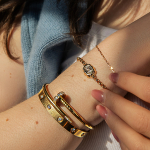 Gemnel 925 silver Cloud jewelry <b>set</b> Diamond <b>Bracelet</b> Emerald Gem rolo chain baguatte diamond <b>bracelet</b> for women - Product Image 2