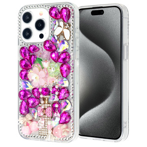 Coque pour iPhone haut de gamme pour femmes, cristaux de diamants brillants, couverture de protection ornée pour téléphone portable - Product Image 2
