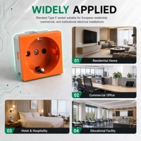 Prise murale européenne allemande WNS1 16A 250V 45*45 Orange CE à usage commercial étanche 3 prises CA plaquées cuivre WNZJ Zhejiang Cn