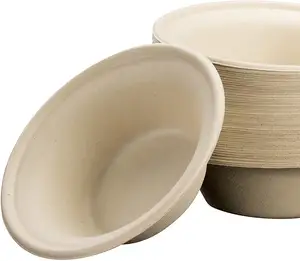 100% Compostable Biodegradable Sugarcane Bagasse Round Salad Bowl With Pet Lid