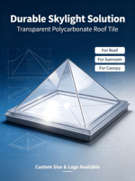 Dôme de puits de lumière en polycarbonate gaufré thermoformé en forme de pyramide carrée pour l'éclairage naturel des toits de bâtiments