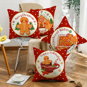 Décorations de Noël rouges de Style conte de fées maison de biscuits et homme en pain d'épice pour la décoration intérieure chaleureuse-housse de coussin de canapé en gros - Product Image 2