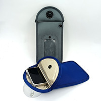 Grande pochette magnétique pour téléphone avec fenêtre transparente, design verrouillable, aiguille dissimulée, anti-vol, pochette de rangement pour téléphone portable
