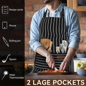 <span class=keywords><strong>Delantal</strong></span> de cuello a rayas estilo americano con 2 bolsillos, ropa de trabajo <span class=keywords><strong>para</strong></span> barbacoa, chef, cafetería y jardín, <span class=keywords><strong>para</strong></span> hombres y mujeres - Product Image 5