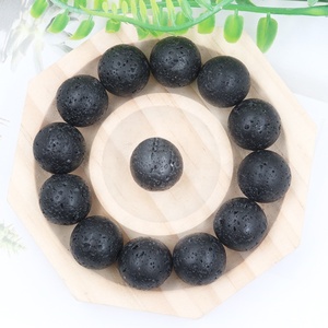 Pierre précieuse de guérison naturelle lave volcanique noire perles de pierre ronde pierre artisanat boule sphère pour la décoration intérieure - Product Image 6
