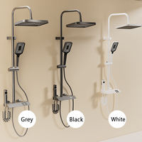 Ensemble de douche mural effet pluie avec mitigeur en laiton, jets de massage, modes de pulvérisation doux et pause, design moderne pour salle de bain