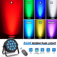 Luz LED Par Can RGBW de 80W 14x6W con Control DMX512, Atenuación Lineal de 4/8 Canales, Iluminación de Escenario a Distancia de 5-10M para Teatro, Discoteca y Fiestas