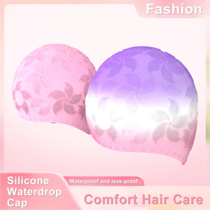 YLKJSWIM CAP1500 Bonnet de bain pour femme, surface texturée 3D, silicone souple, antidérapant, protection des oreilles, confortable, respirant - Product Image 6