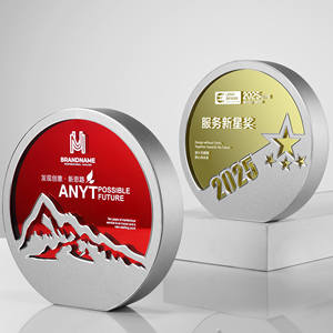 Novo Troféu Redondo de Cristal e Metal Personalizado, Placa de Troféu, Prêmios, Medalhas, Troféus e Placas de Qualidade, Lembranças - Product Image 1