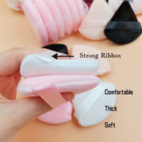 Houppettes Cosmétiques en Coton Velours Doux, Marque Privée, Style Imprimé Sec et Humide, avec Sac, Conditionnées en Boîte, Houppette à Poudre Libre Triangle