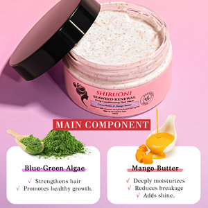 Mascarilla personalizada para el cabello con manteca de mango y cacao, reparación de acondicionamiento profundo, renovación de algas marinas