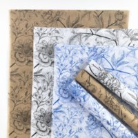 Papier d'emballage à motif pivoine tricolore, prix d'usine en gros, pour emballage cadeau et emballage de vêtements, papier de soie