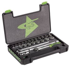 Fasano <b>Socket</b> Set 24 Pc Metric With Ratchet And <b>Extensions</b> For Automotive Repair - Product Image 1