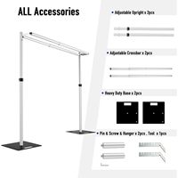Support de fond de scène télescopique K37 double, robuste, 10x10 pieds, double barre transversale, tuyau et draperie, réglable, aluminium, fond de scène mural pour fleurs