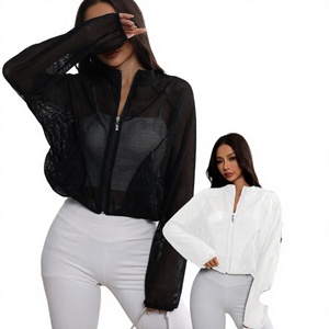 Veste de yoga pour femme en maille respirante, élégante et polyvalente, légère et unie – Nouvelle collection - Product Image 4
