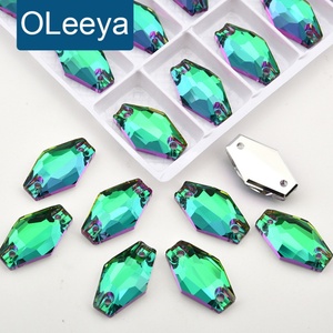 OLeeya Meilleures ventes Strass personnalisés hexagonaux en verre à coudre, Pierres de couture en cristal pour vêtements - Product Image 1