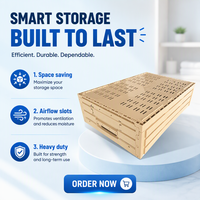 Caisse en plastique pliable avec couvercle, aspect bois, bac de rangement pliable, empilable et ventilé pour l'emballage des produits frais