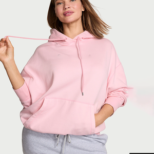 ชุดเซ็ตเสื้อฮู้ดดี้แขนยาวทรงหลวมพิมพ์ลายพัฟฟ์ผ้าฝ้ายฟลีซเนื้อหนาสำหรับผู้หญิง คุณภาพสูงแบบสั่งทำพิเศษ - Product Image 3