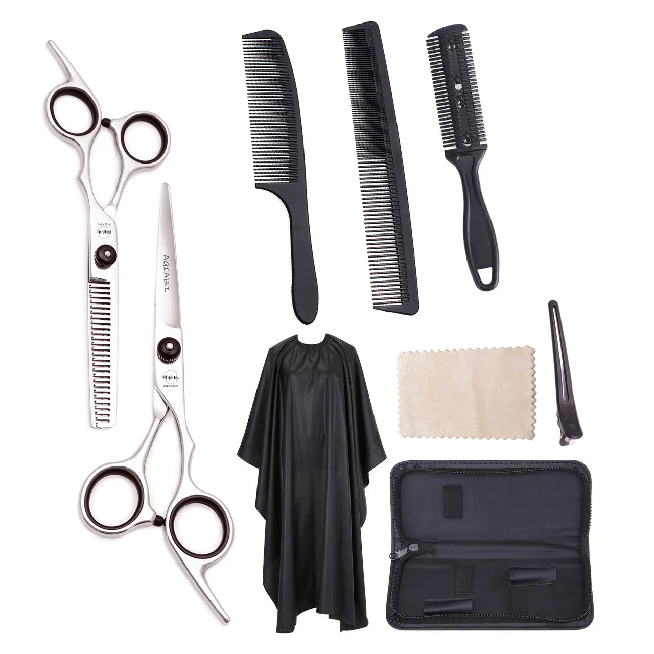 Hair Cutting Scissors Set 6'' AQIABI Brand Thinning Shears Hairdressing Scissors Hairdresser Cape A1001 Amazon Hot Sell Home