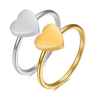 Smooth Heart <b>Ring</b> 7mm Steel Gold Unisex Jewelry Gift <b>Plain</b> Geometric Shape - Product Image 1