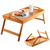 Bambus-Betttablett mit klappbaren Beinen, personalisiertes Holz-Serviertablett mit Griffen, Frühstücks-Lapdesk, hölzernes klappbares Esstisch-Tablett