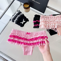 Bas prix en gros nœud taille basse 2025 rose Sexy G-string nouvelle dentelle douce mignon 3D à volants à plusieurs niveaux gâteau culotte Sexy culotte
