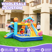 Château gonflable portable pour enfants Dr Dauphin Factory, thème dessert, amusement rebondissant intérieur/extérieur, capacité 3 personnes