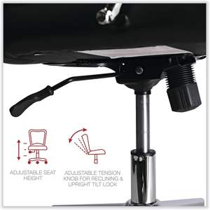 Chaise de travail en cuir Alera Workspace, supporte jusqu'à 275 lb, hauteur d'assise de 18,19 po à 21,93 po, siège et dossier en cuir PU noir - Product Image 2