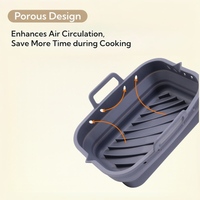 Revêtement en silicone pour friteuse à air rectangulaire, personnalisé, écologique, antiadhésif, sans BPA, pliable, compatible four et lave-vaisselle