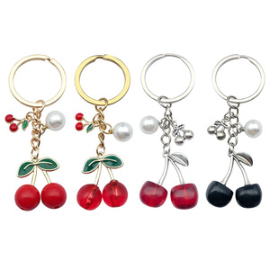 Producto de Comercio Exterior Más Vendido, Llavero de Resina de Color Sólido con Efecto Goteo de Aceite, Llavero de Metal con Perla de Cereza Roja, Accesorio para Llavero - Product Image 5