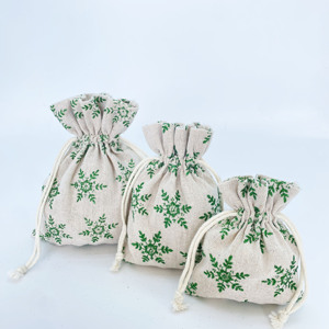 Bolsa de Regalo Navideña Personalizada de Lino con Polvo Dorado, Bolsa para Dulces, Ideal para Navidad y Fiestas - Product Image 4