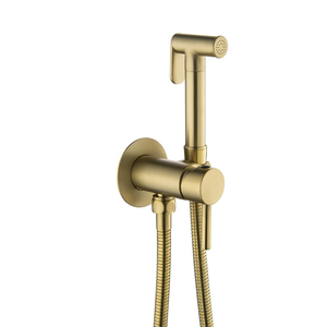Valve de chasse d'eau moderne mains libres pulvérisateur de bidet en or brossé toilette eau chaude froide bidet mural pulvérisateur de bidet en laiton - Product Image 1