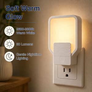 Luz Nocturna LED con Sensor de Oscuridad, Enchufe Estadounidense, 30LM, Blanco Cálido 2700K, Encendido/Apagado Automático, Empotrable en Pared, Color Blanco Hueso, para Dormitorio - Product Image 3