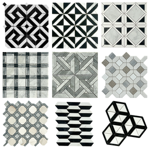 Mosaïque ronde en marbre noir et blanc naturel, carreaux de mosaïque en pierre polie pour crédence de salle de bain, mur de cuisine, décoration intérieure - Product Image 4