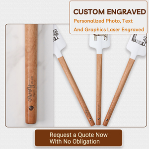 Espátulas de silicona para hornear grabadas con serigrafía personalizada con logotipo OEM con mango de madera - Product Image 6