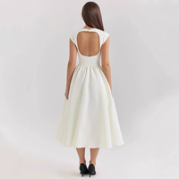 Robe de soirée élégante blanche pour femme, coupe trapèze, sans manches, plissée, taille haute, ajourée, sur mesure