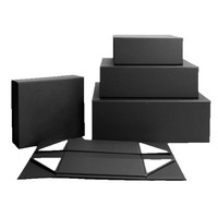 Boîtes cadeaux rigides magnétiques de luxe noires mates avec logo personnalisé, doublure en éponge, laminage mat, matériaux recyclés, marque premium