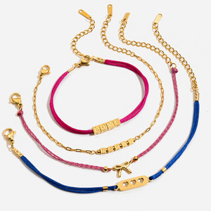 Fashion Charm <b>Bracelets</b> Women's 18K Gold Plated Rope With <b>Love</b> Letter Beads For Friendship Gift Jewelry - Product Image 1