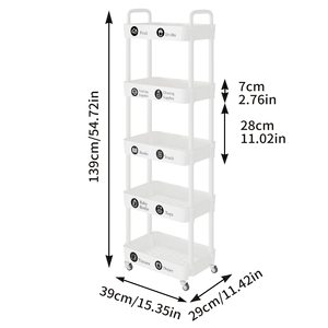 Slim Rolling Adjustable Folding Utility <b>Cart</b> with Wheels Space Saving Carbon Steel Organizer Rack for Kitchen - Product Image 3