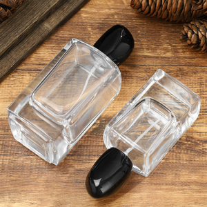 High Quality 25ml 50ml 100ml square Thickened clear Perfume Glass Spray <b>Bottle</b> with Black Cap Perfume <b>Dispenser</b> <b>Bottle</b> - Product Image 2
