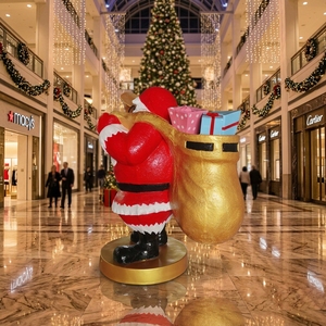 Babbo Natale a Grandezza Naturale in Vetroresina con Sacco Regalo, Decorazione Natalizia per Centri Commerciali e Forniture Festive - Product Image 5