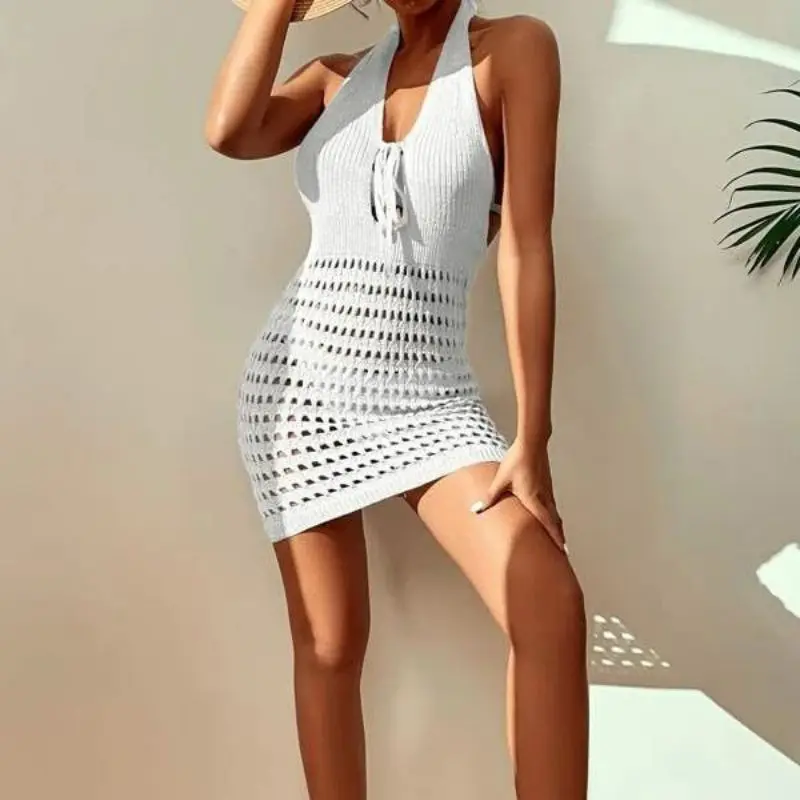 Hot Sale Fashion Women'S Halter Neck Cutout Slim Backless Sexy Sleeveless Mini Dress