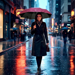 Paraguas Plegable Clásico con Mango de Madera, Doble Capa, 10 Varillas, Material de Poliéster, Diseño Compacto, Resistente al Viento y la Lluvia, Protección UV - Product Image 1