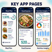 Développement d'une application de planification nutritionnelle fiable pour iOS et Android avec des programmes de repas, suivi des calories et scanner alimentaire LionCreate